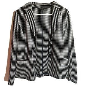 Talbots Medium Black & White Striped Jacket Career Business Professional Blazer